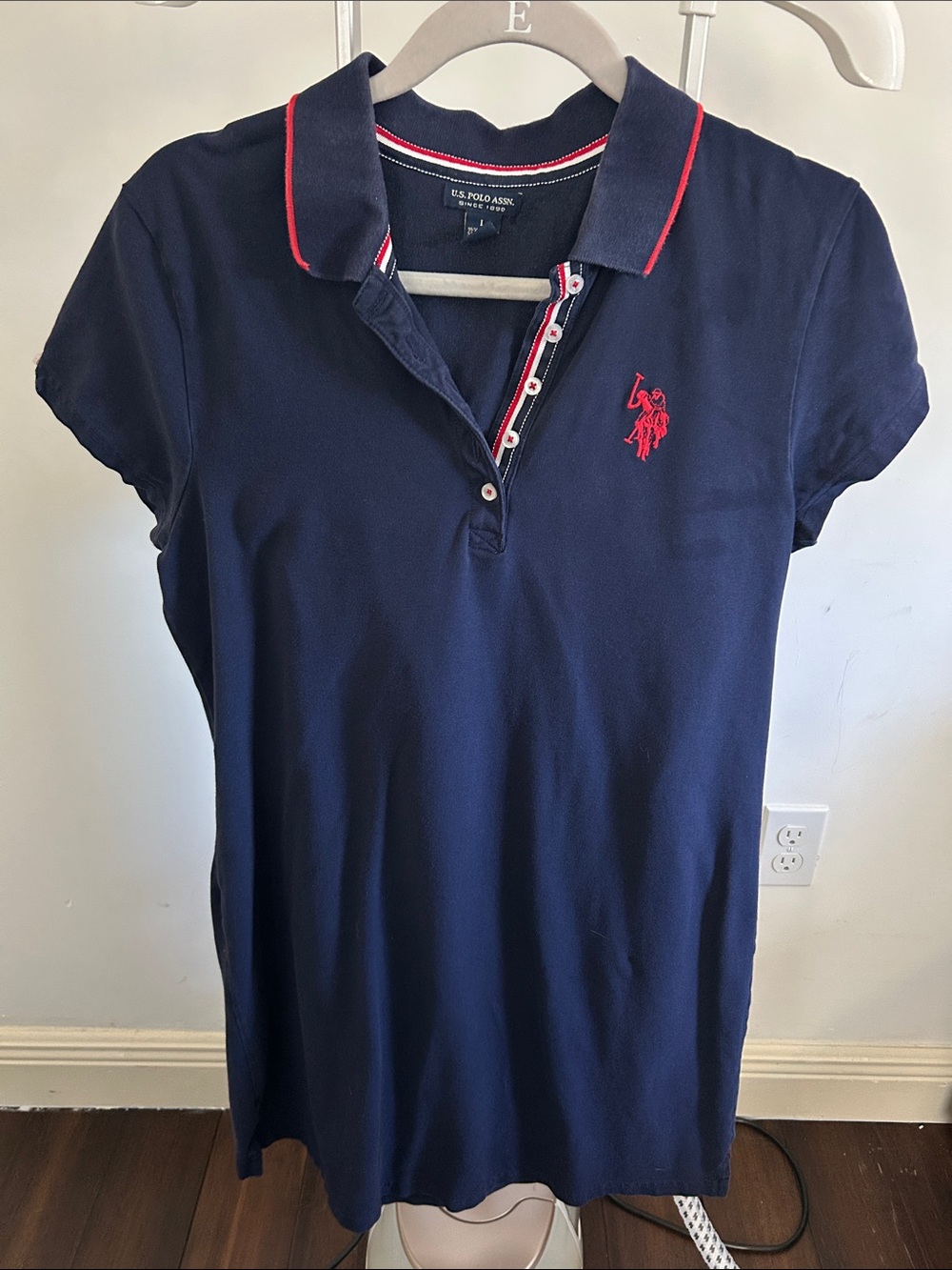 U.S. Polo Assn. Navy Polo Dress with Red Logo & Trim